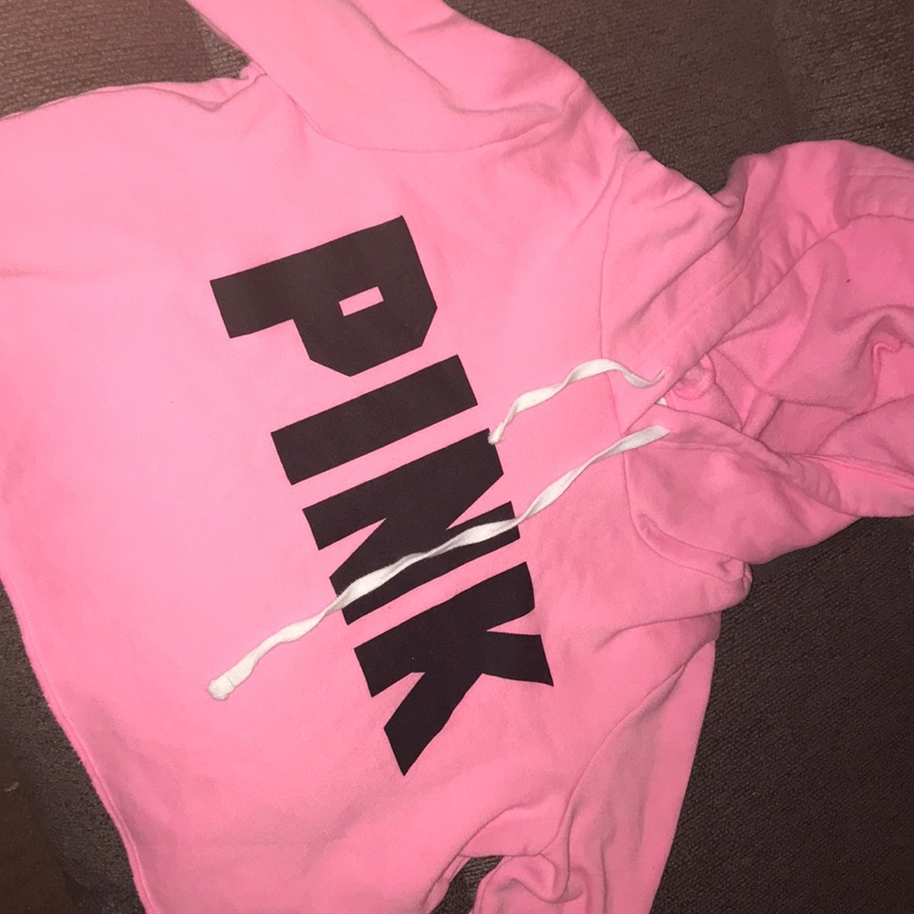 Pink crop top with hood